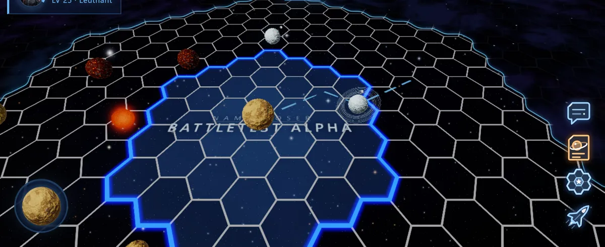 3D-Galaxiekarte mit Planeten, Sonne und dem eigenen Territorium